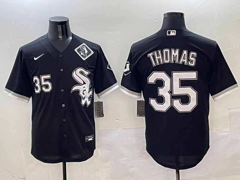 Men Chicago White Sox #35 Thomas Black Game 2025 Nike MLB Jersey style 3
